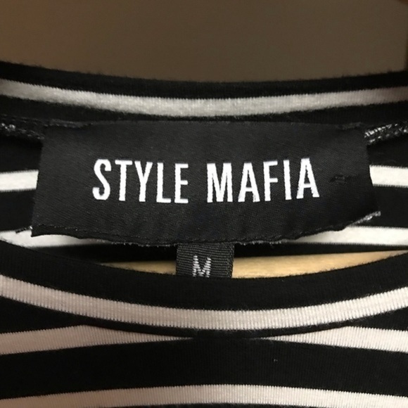 Style Mafia Black White Stripe Poppy Bell Sleeve Shirt Medium - Picture 10 of 12